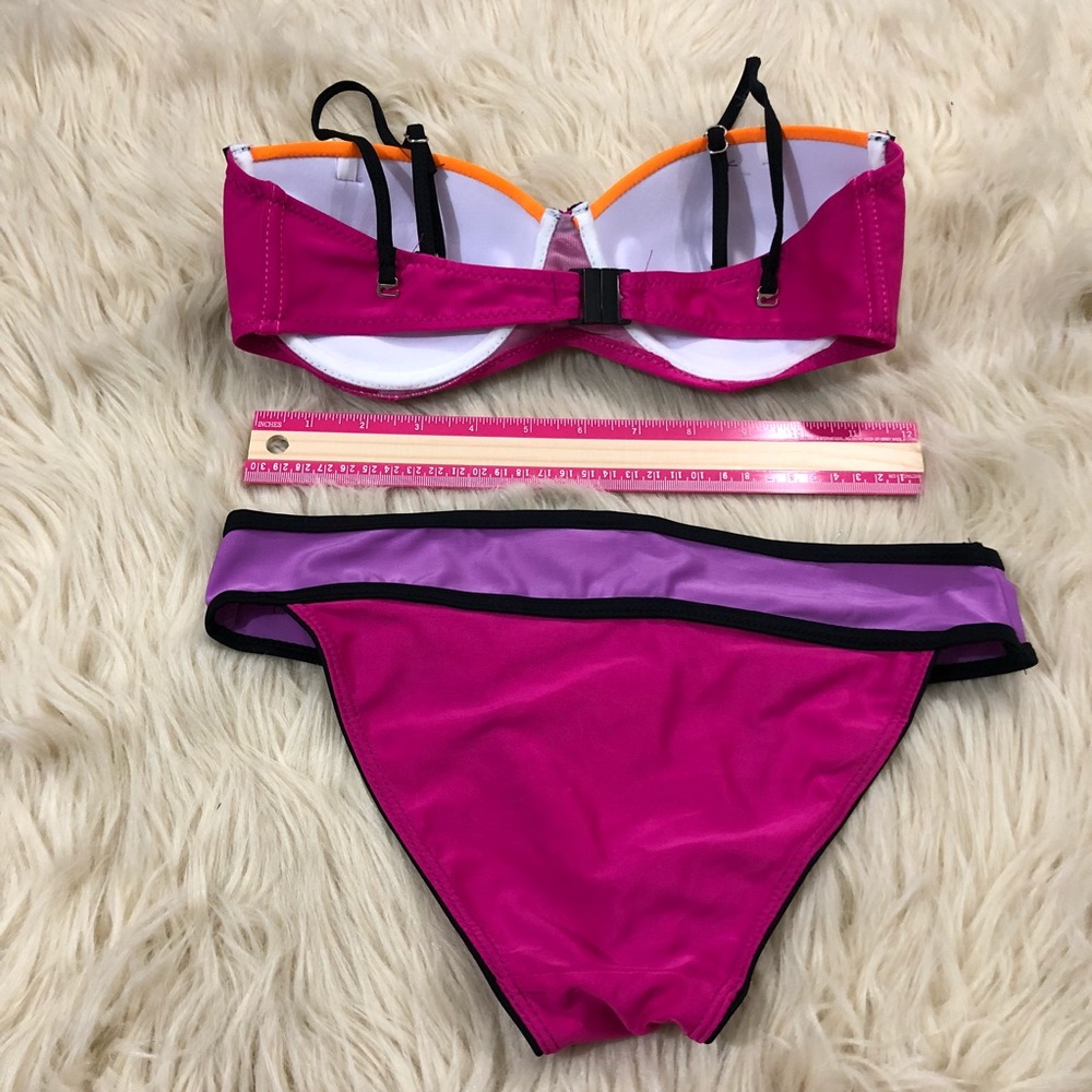 {ELECTRA} Neon Geo block Bikini set - Picture 4 of 6